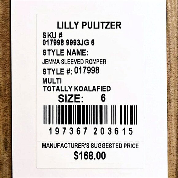 Lilly Pulitzer Jemma Sleeved Romper in "Multi/Totally Koalafied" NWT - Size 6 - Picture 7 of 8
